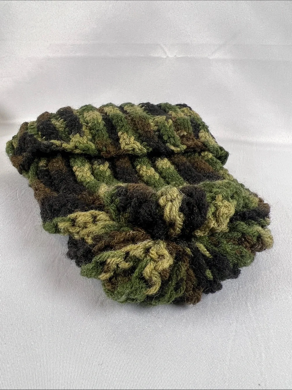 Kids Knit Beanie Duo - Camel and Green Camo Handmade